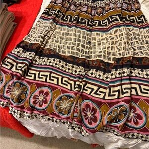 Symphony Printed Maxi Skirt in Cream, Pink, Teal, Brown, Black